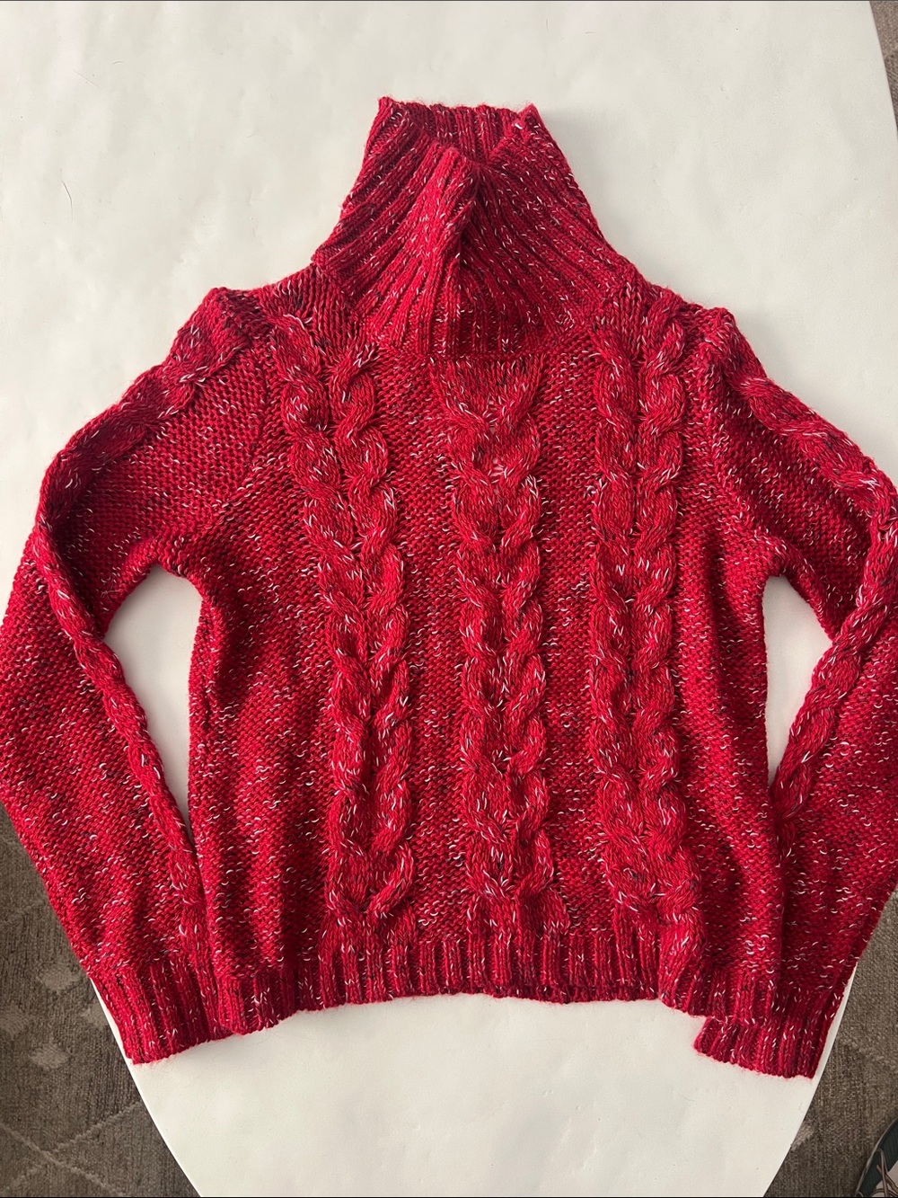 NWT Vintage Kensie Lightweight Cable Knit Alpaca Blend Red Turtleneck Sweater